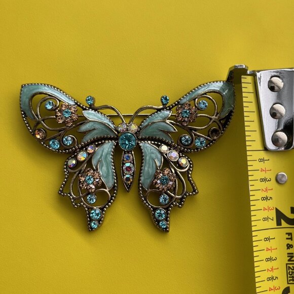 Bundle - Avon Rhinestone Butterfly Brooch, Aquamarine and Multicolor, 3x2 inches - Picture 7 of 9